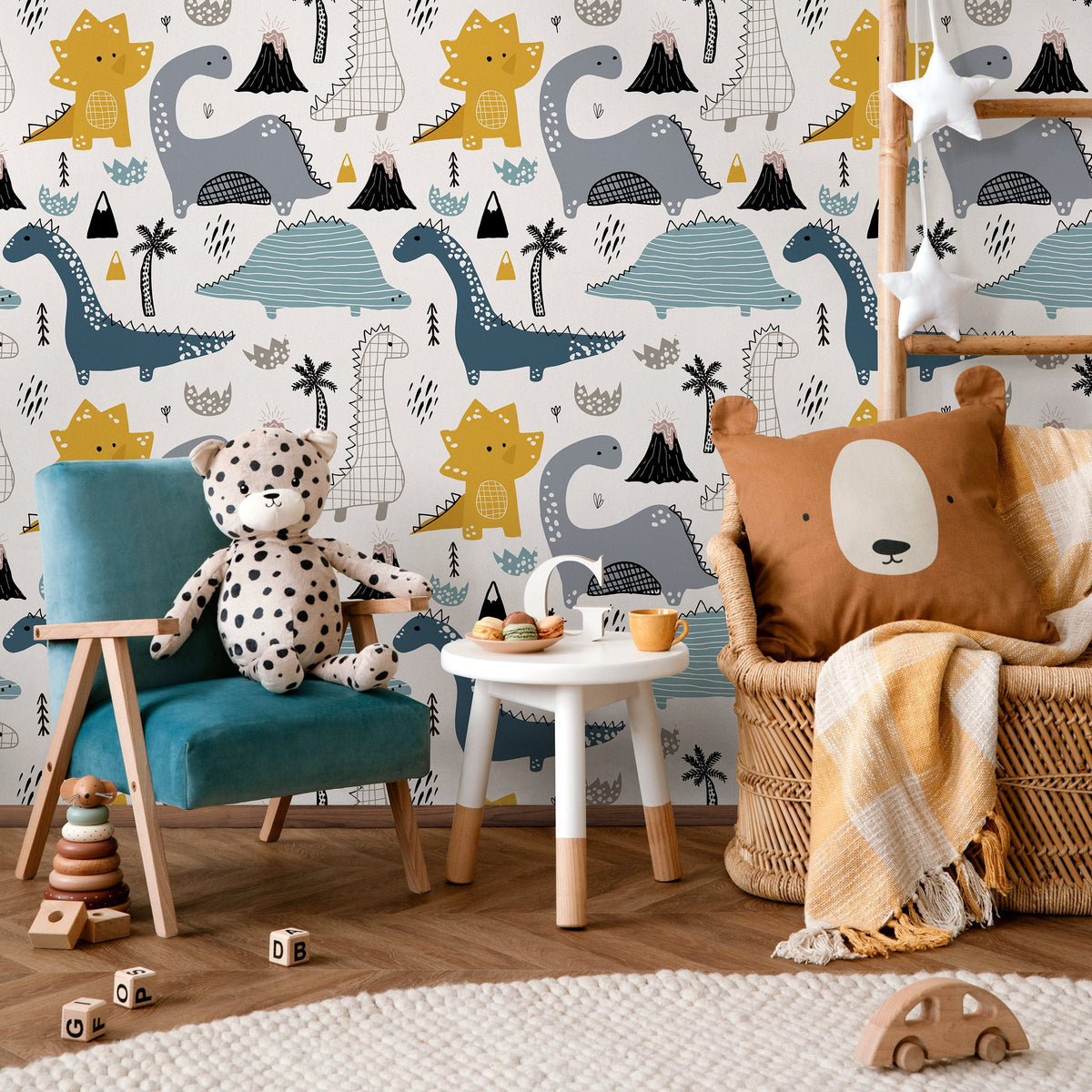 Removable Wallpaper Peel and Stick Wallpaper Wall Paper - Cute Dinosaur Wallpaper - B247