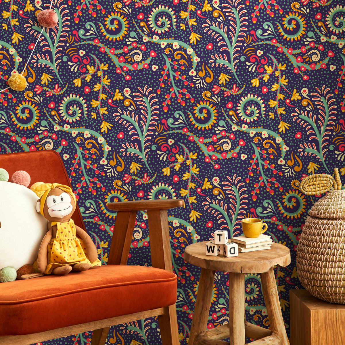 Contemporary Flowers Wallpaper - Removable Wallpaper Peel and Stick Wallpaper Wall Paper - B271