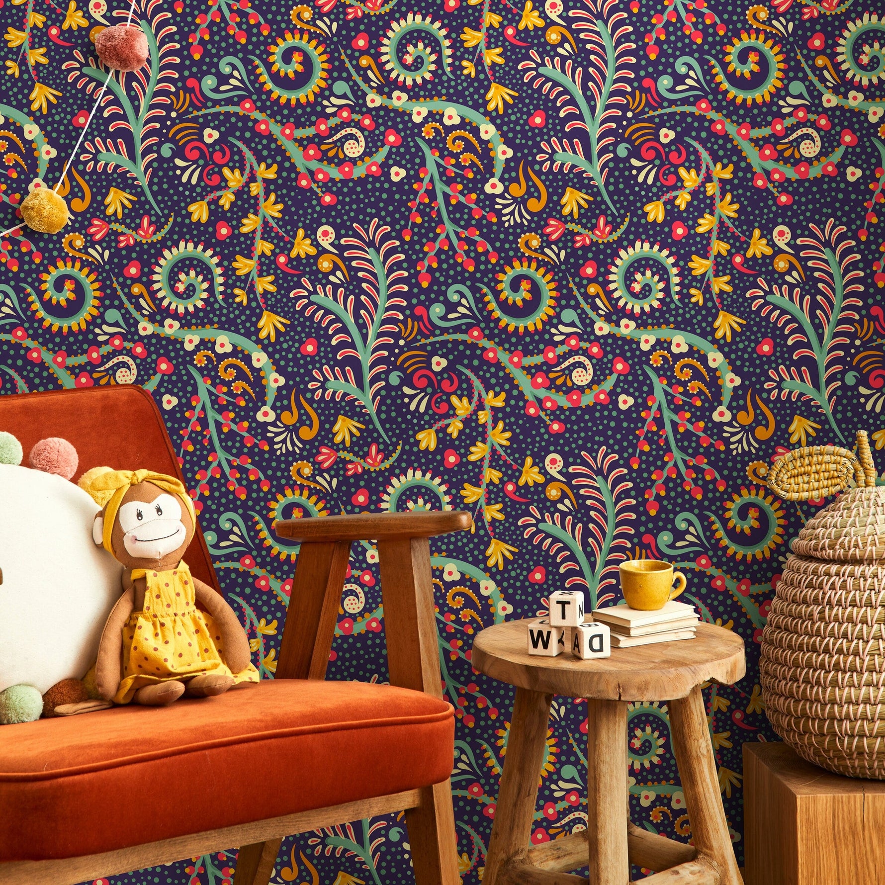 Contemporary Flowers Wallpaper - Removable Wallpaper Peel and Stick Wallpaper Wall Paper - B271