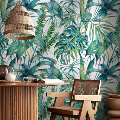 Wallpaper Peel and Stick Wallpaper Removable Wallpaper Self Adhesive Wallpaper Temporary wallpaper / Tropical Jungle Palm Wallpaper - A285