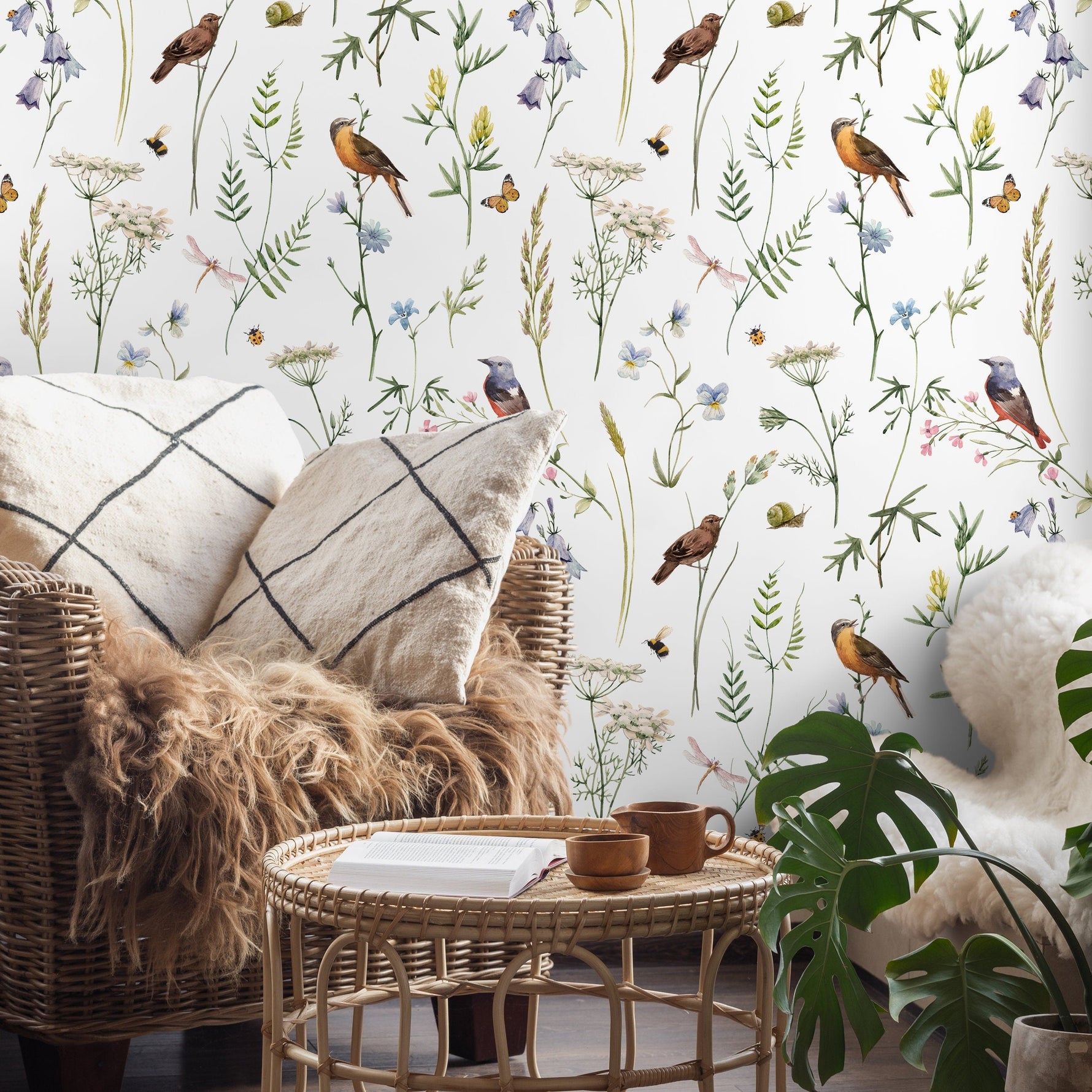 Removable Wallpaper Scandinavian Wallpaper Temporary Wallpaper Vintage Wallpaper Peel and Stick Wallpaper Wall Paper - D993