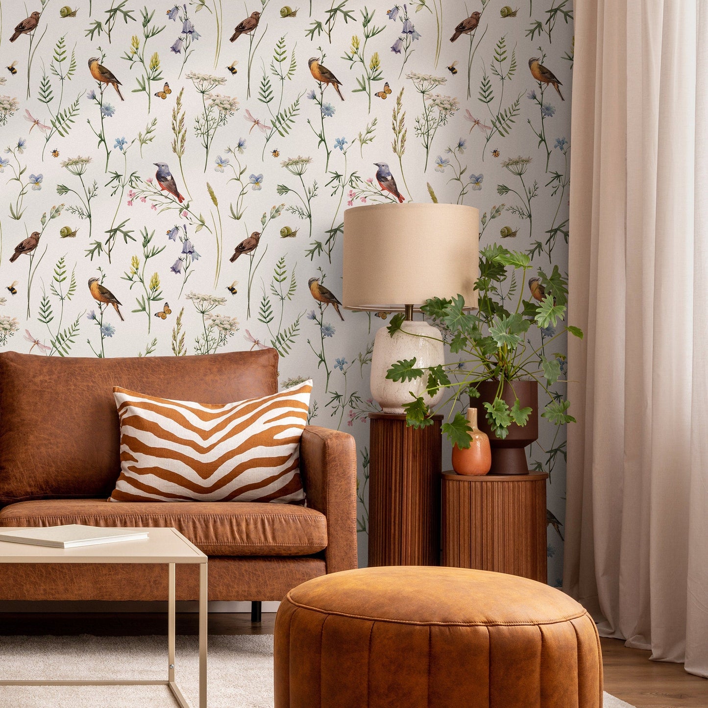 Wallpaper Peel and Stick Wallpaper Removable Wallpaper Home Decor Wall Art Wall Decor Room Decor / Floral Animal Wallpaper - A718