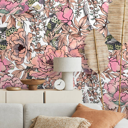 Removable Wallpaper Peel and Stick Wallpaper Wall Paper Wall Mural - Vintage Floral Wallpaper - A615