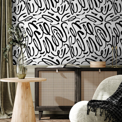 Removable Wallpaper Peel and Stick Wallpaper Wall Paper Wall Mural - Black and White Wallpaper - A589