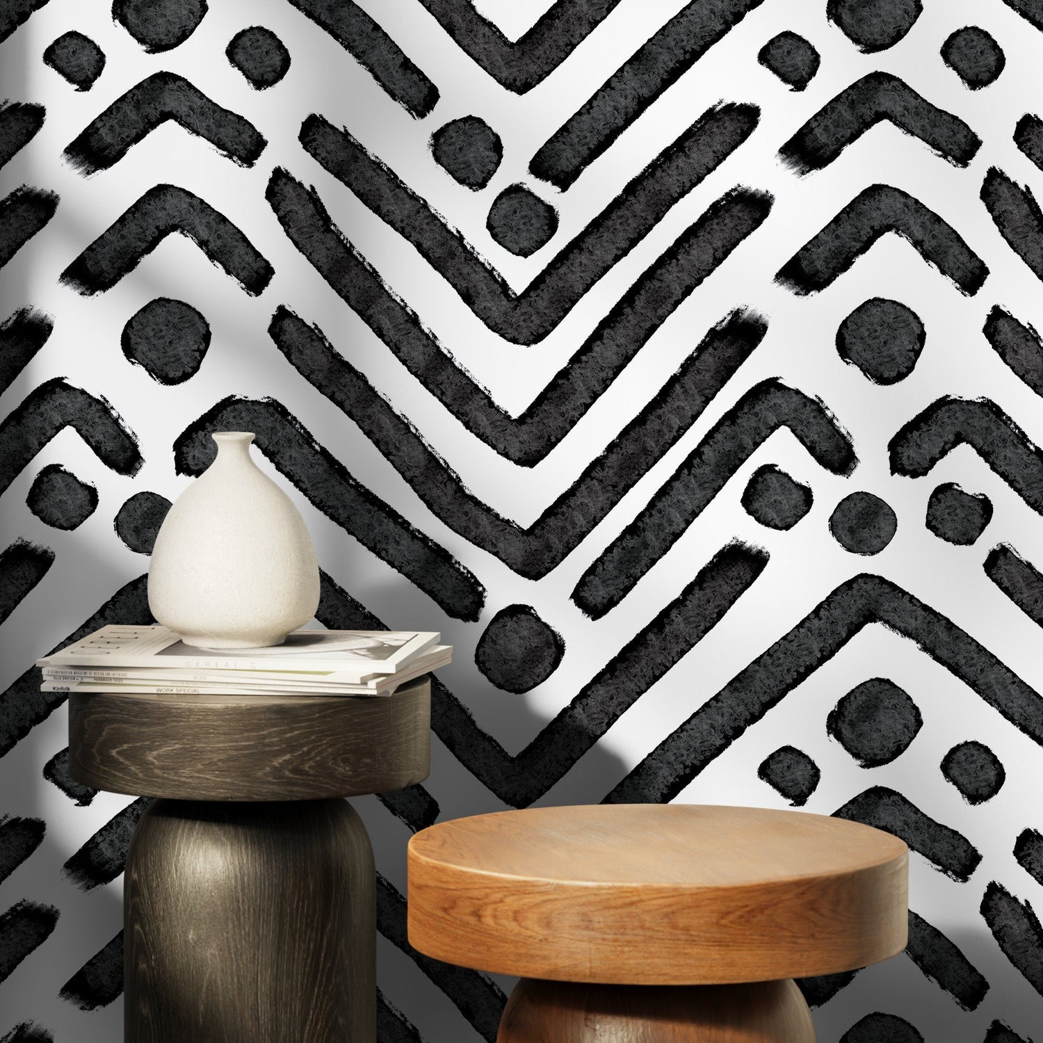 Removable Wallpaper Peel and Stick Wallpaper Wall Paper Wall Mural - Black and White Wallpaper - X104