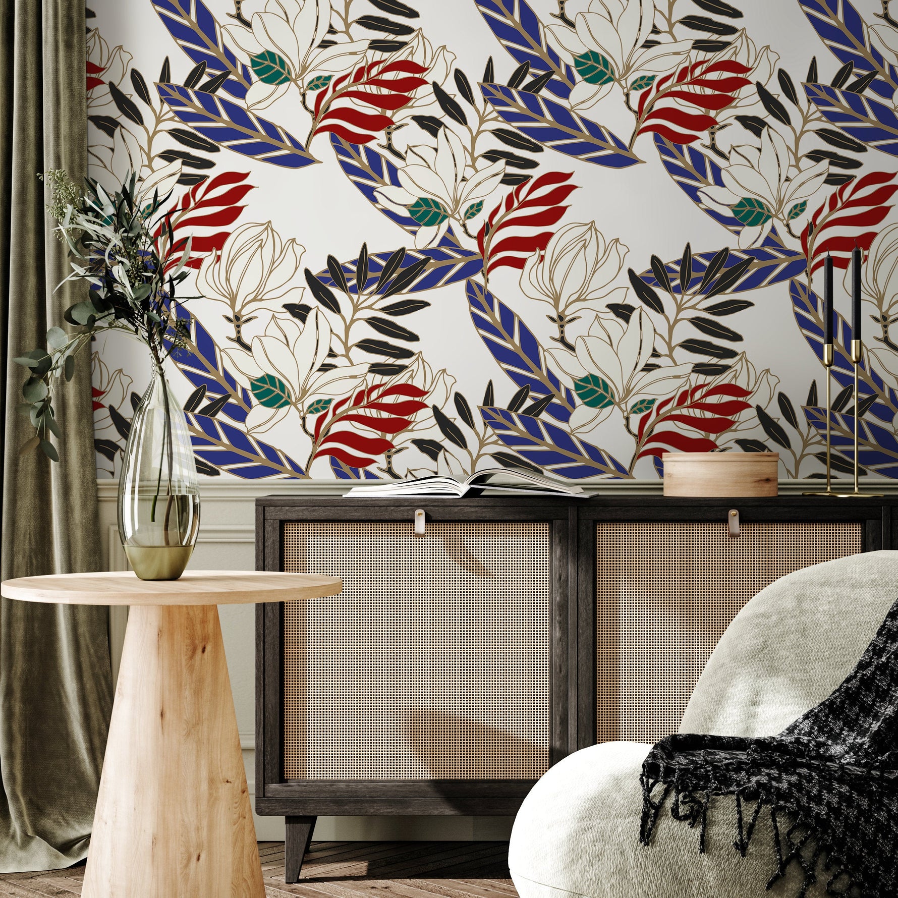 Wallpaper Peel and Stick Wallpaper Removable Wallpaper Home Decor Wall Art Wall Decor Room Decor / Contemporary Leaves Wallpaper - B321