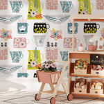 Wallpaper Peel and Stick Wallpaper Removable Wallpaper Home Decor Wall Art Wall Decor Room Decor / Cute Scandinavian Flowers Wallpaper -B328