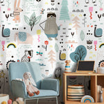 Wallpaper Peel and Stick Wallpaper Removable Wallpaper Home Decor Wall Art Wall Decor Room Decor / Cute Animal Kids Wallpaper - B331