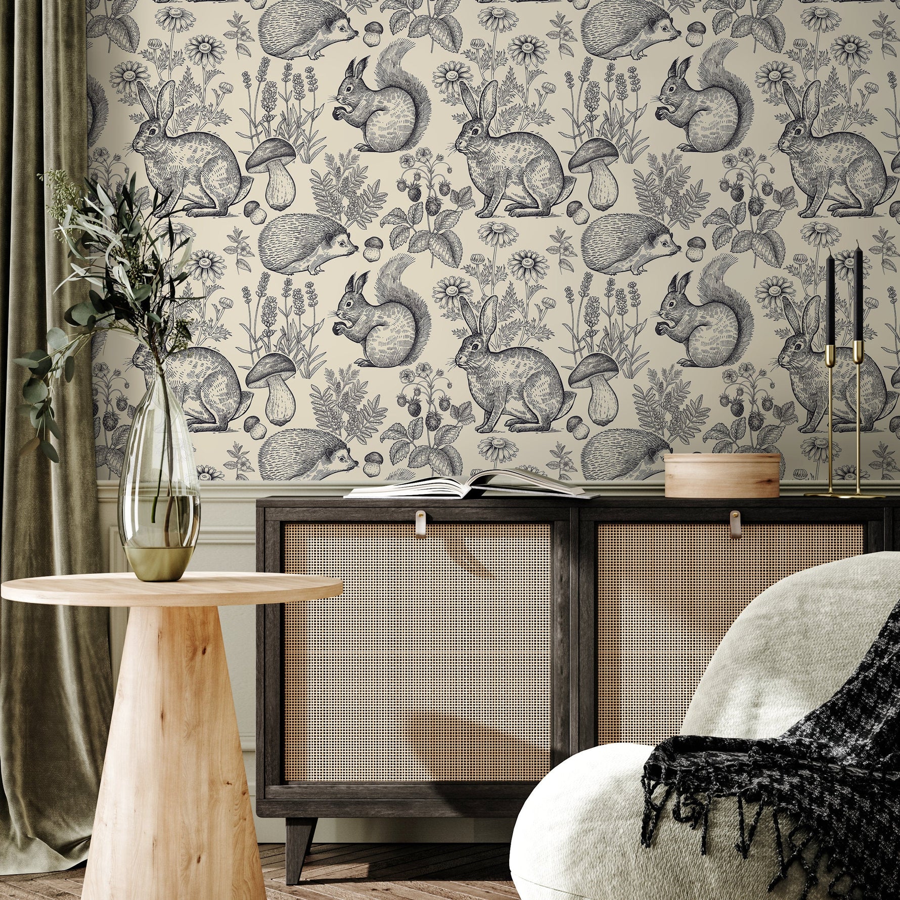 Wallpaper Peel and Stick Wallpaper Removable Wallpaper Home Decor Wall Art Wall Decor Room Decor / Boho Animal Wallpaper - B405