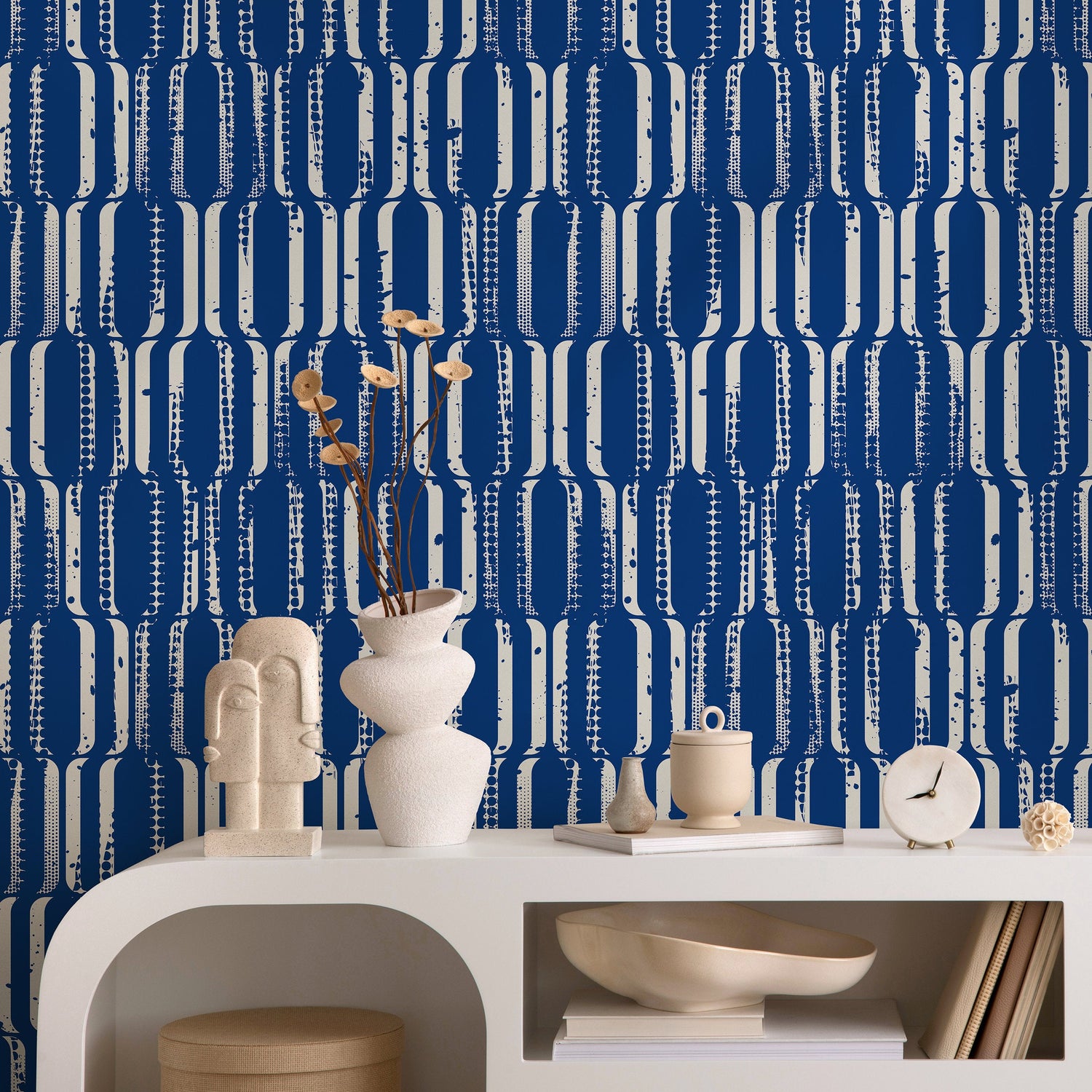 Removable Wallpaper Peel and Stick Wallpaper Wall Paper Wall Mural - Art Deco Blue Wallpaper - B408