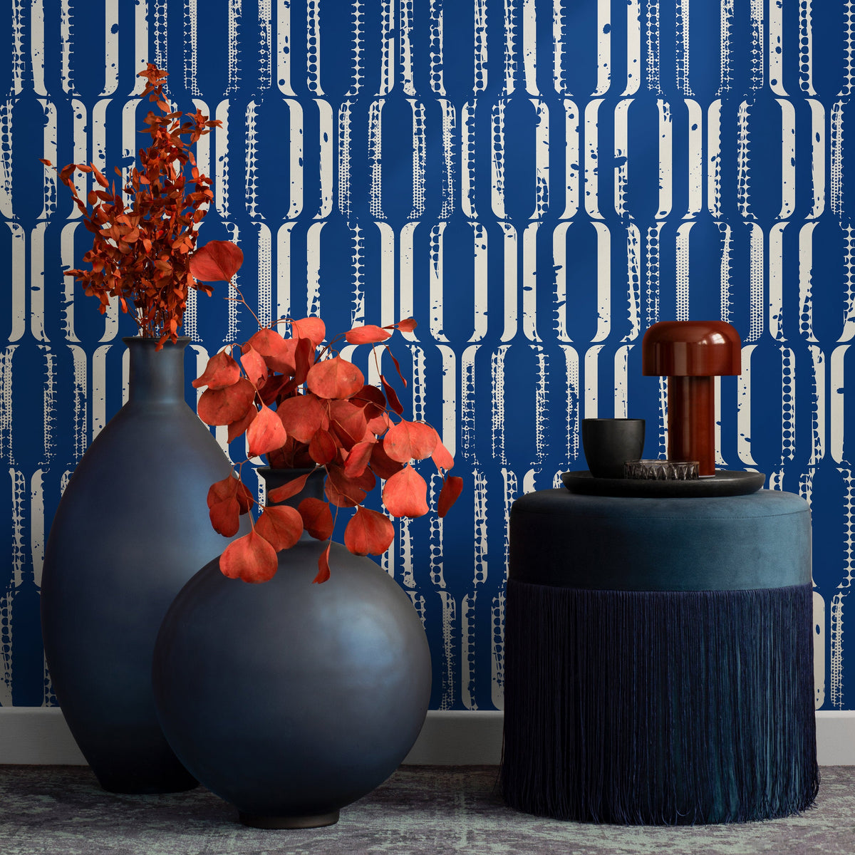 Removable Wallpaper Peel and Stick Wallpaper Wall Paper Wall Mural - Art Deco Blue Wallpaper - B408