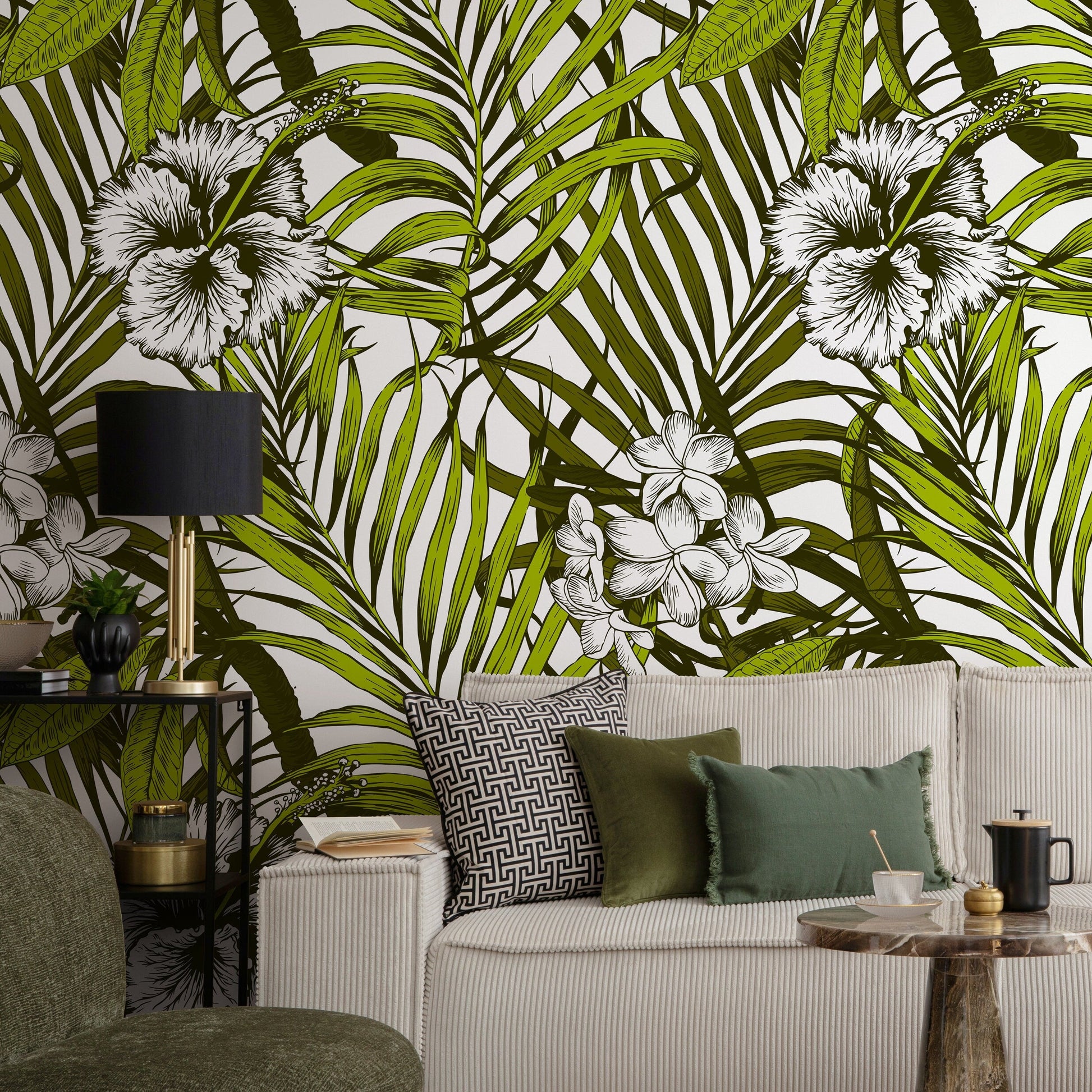 Removable Wallpaper Peel and Stick Wallpaper Wall Paper Wall Mural - Colorful Tropical Leaves Wallpaper - B420