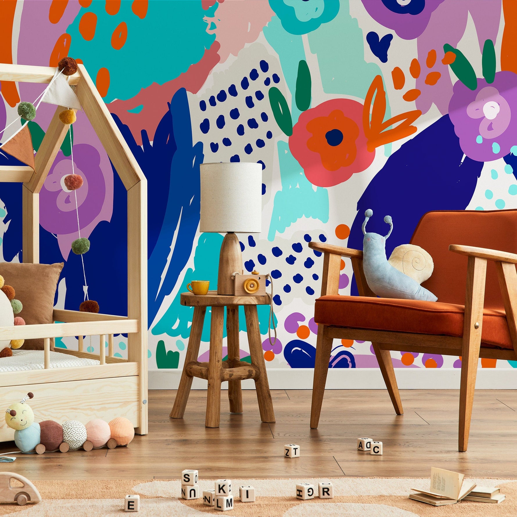 Removable Wallpaper Peel and Stick Wallpaper Wall Paper Wall Mural-Abstract Figures Wallpaper -Flower Mural- B502