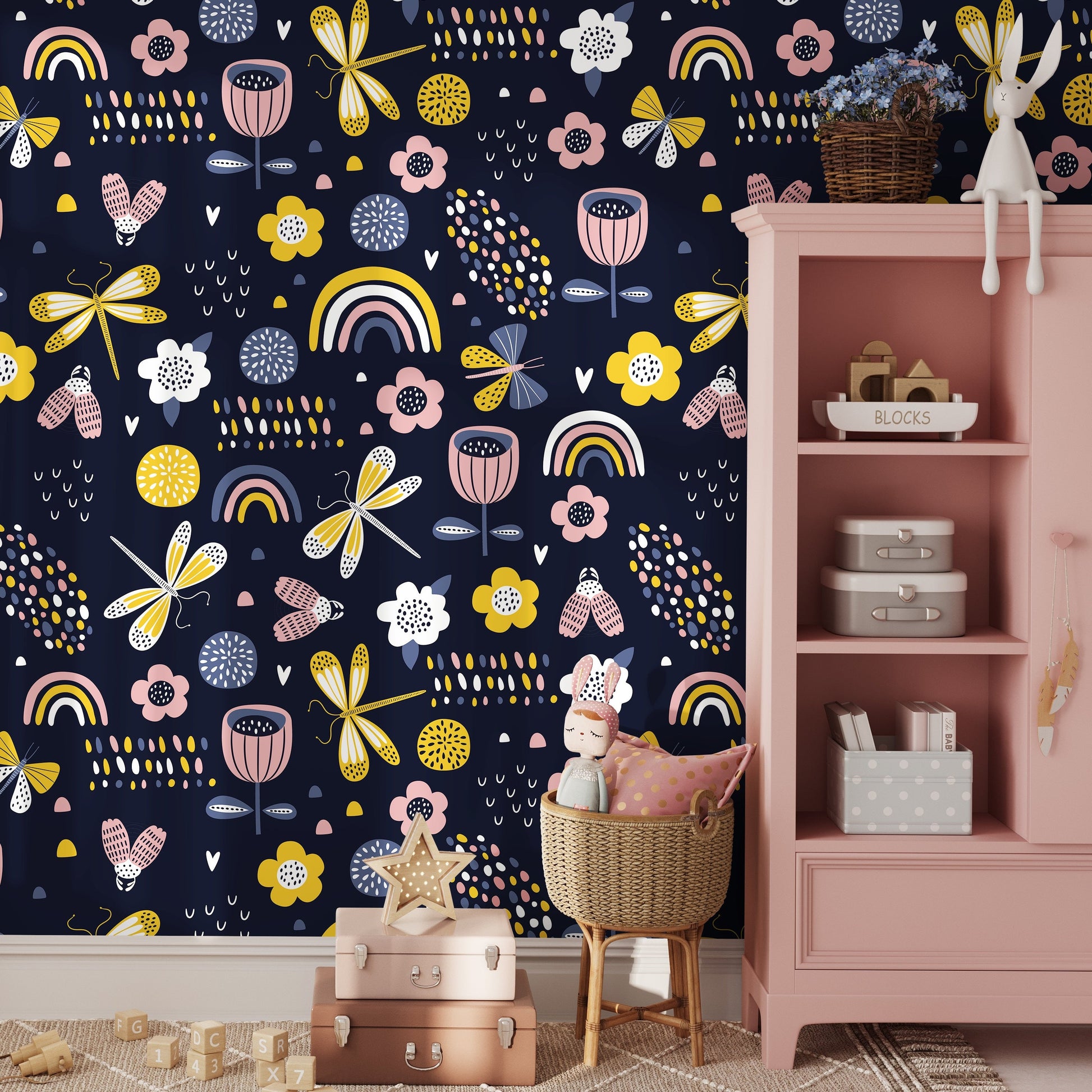 Wallpaper Peel and Stick Wallpaper Removable Wallpaper Home Decor Wall Art Wall Decor Room Decor / Cute Rainbow Kids Wallpaper - B522