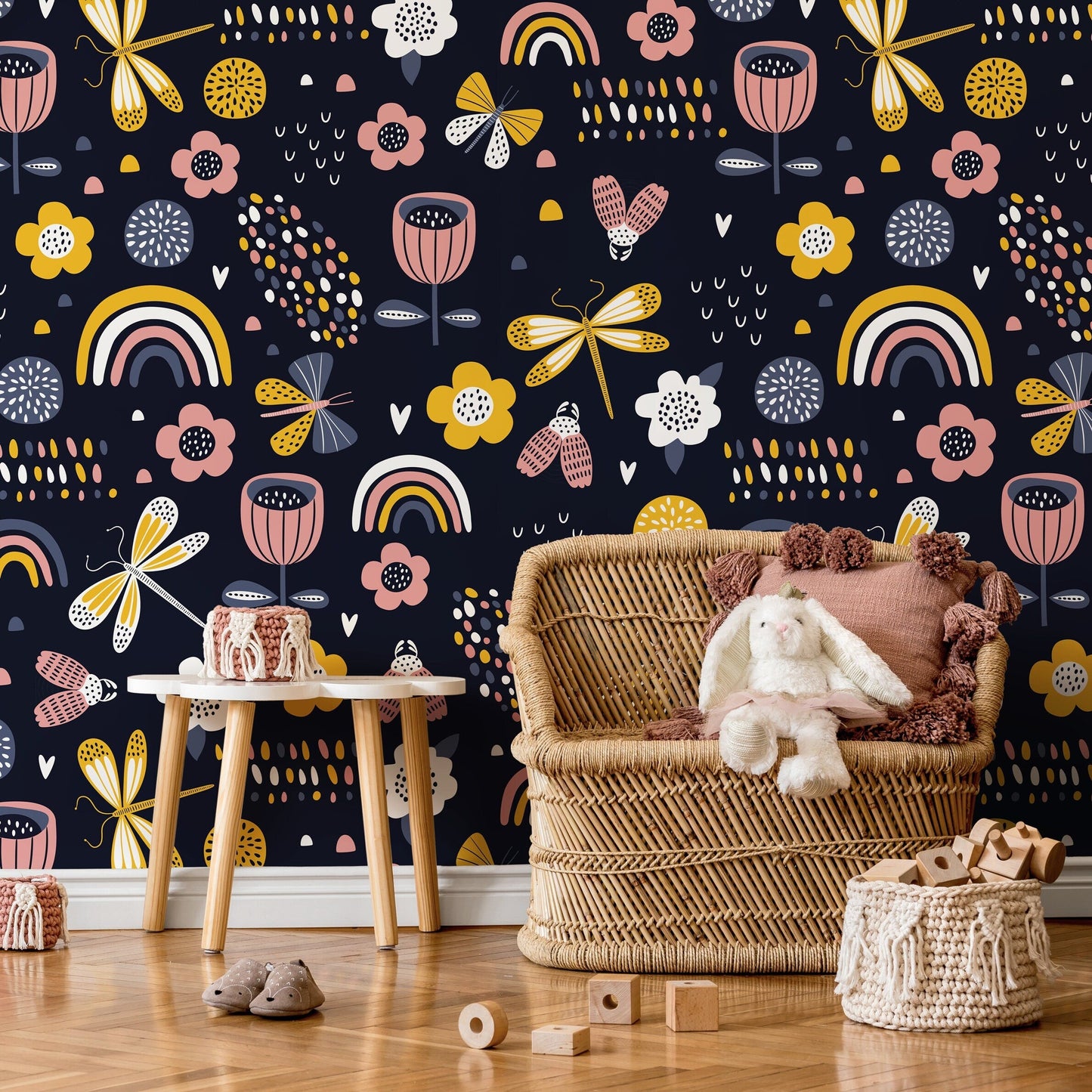 Wallpaper Peel and Stick Wallpaper Removable Wallpaper Home Decor Wall Art Wall Decor Room Decor / Cute Rainbow Kids Wallpaper - B522