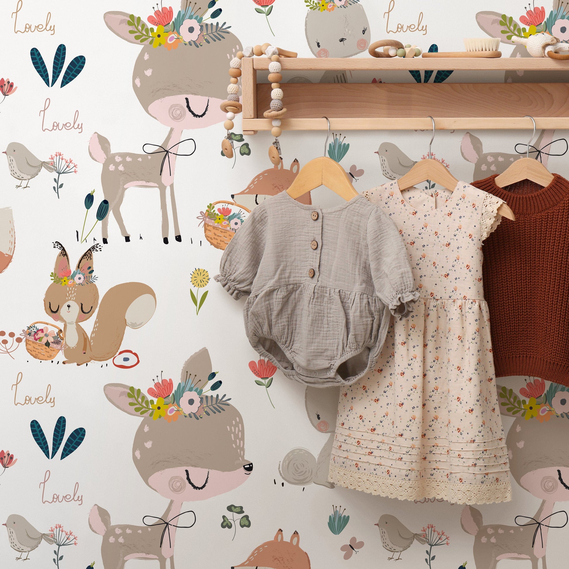 Removable Wallpaper Peel and Stick Wallpaper Wall Paper - Kids - Cute Animals - B547