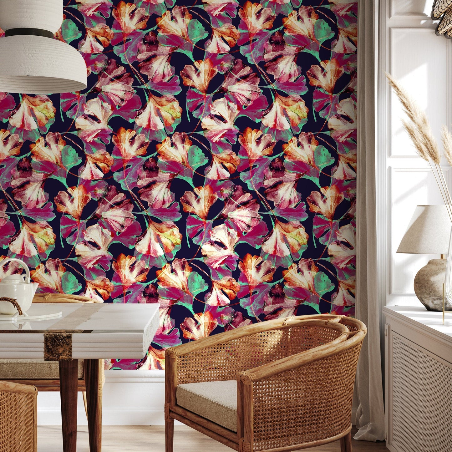 Modern Floral Wallpaper Colorful Wallpaper Peel and Stick and Traditional Wallpaper - B017