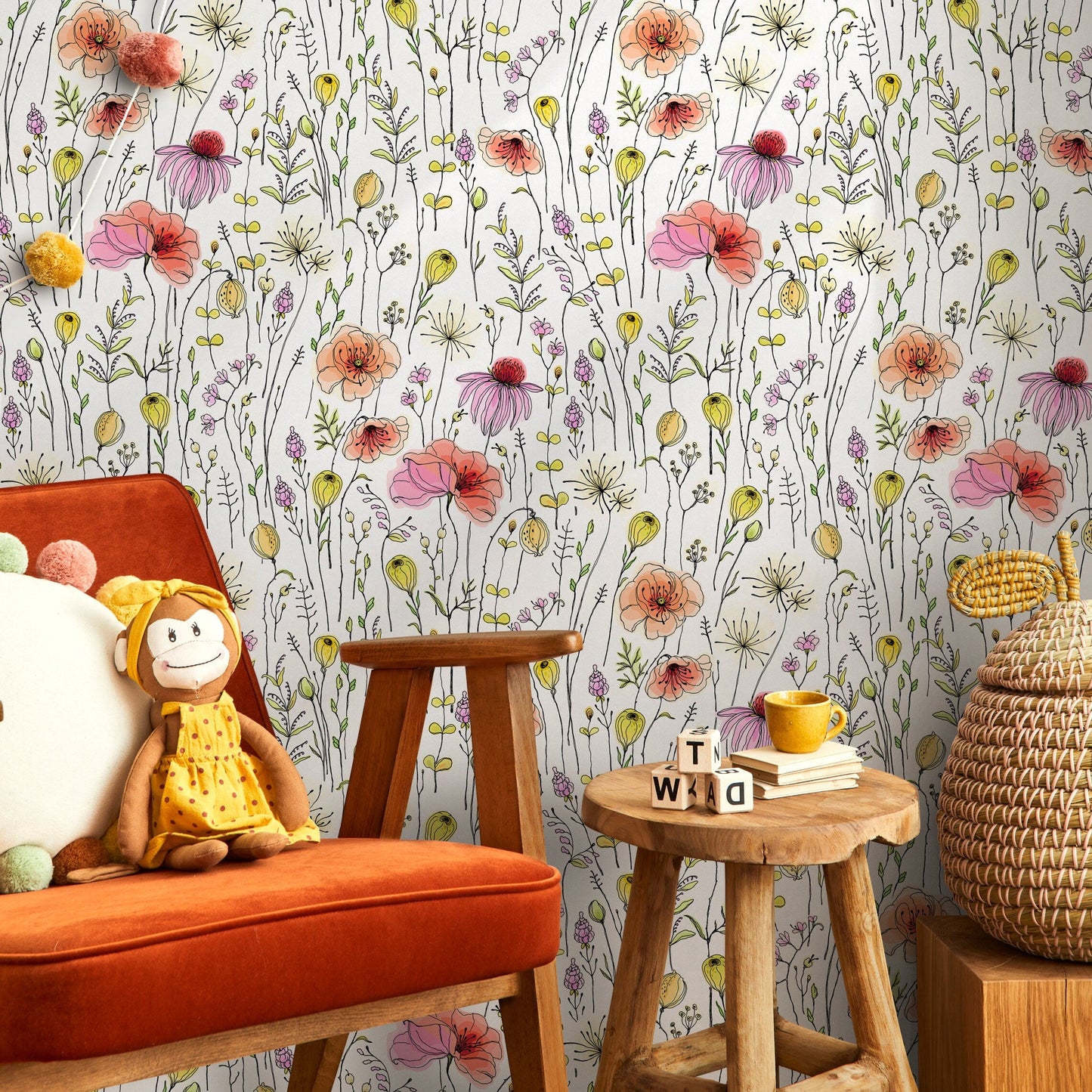 Removable Wallpaper Peel and Stick Wallpaper Wall Paper Wall Mural - Vintage Floral Wallpaper - B018