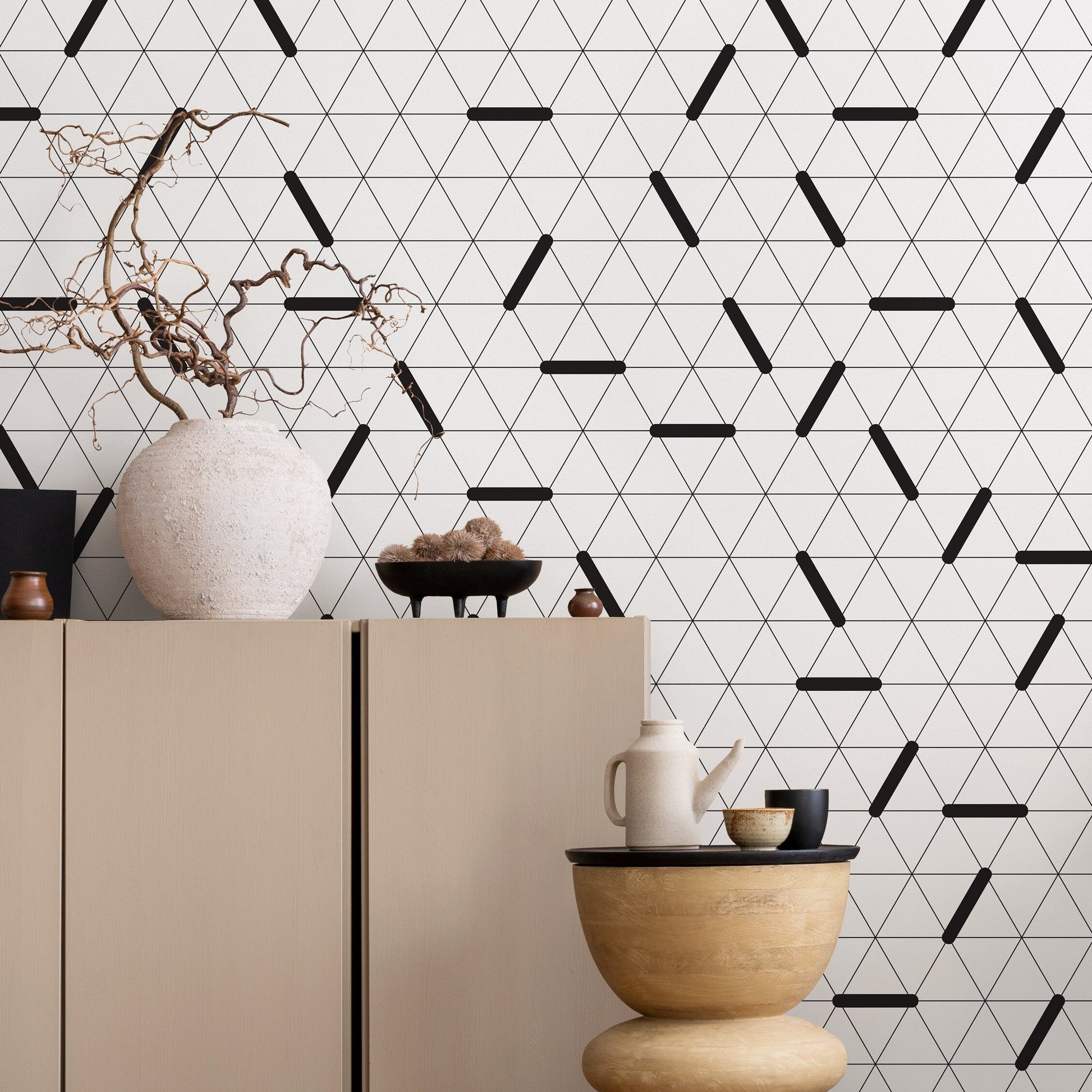 Minimalist Black and White Wallpaper Modern Wallpaper Peel and Stick and Traditional Wallpaper - B083