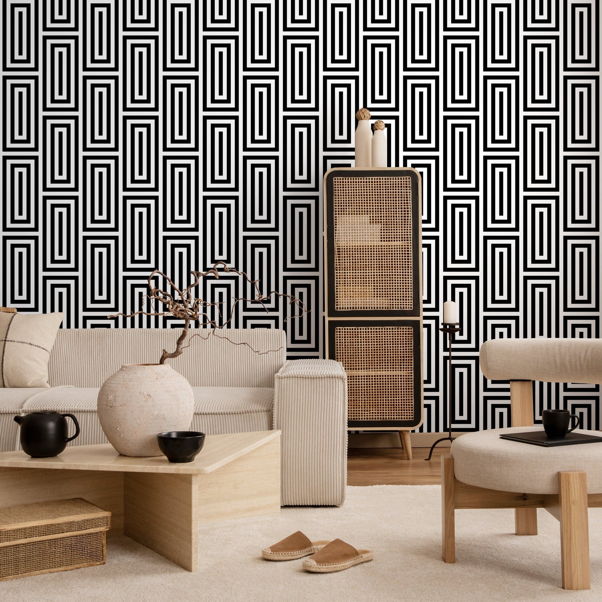 Minimal Wallpaper Removable Wallpaper Peel and Stick Wallpaper Wall Paper Wall Mural - Black and White Minimal Wallpaper - B098