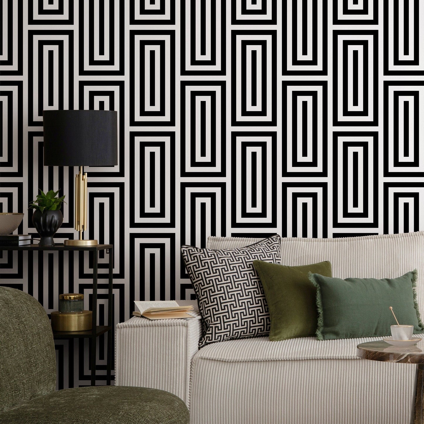 Minimal Wallpaper Removable Wallpaper Peel and Stick Wallpaper Wall Paper Wall Mural - Black and White Minimal Wallpaper - B098