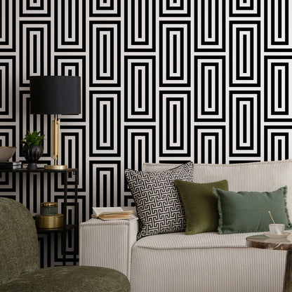 Minimal Wallpaper Removable Wallpaper Peel and Stick Wallpaper Wall Paper Wall Mural - Black and White Minimal Wallpaper - B098