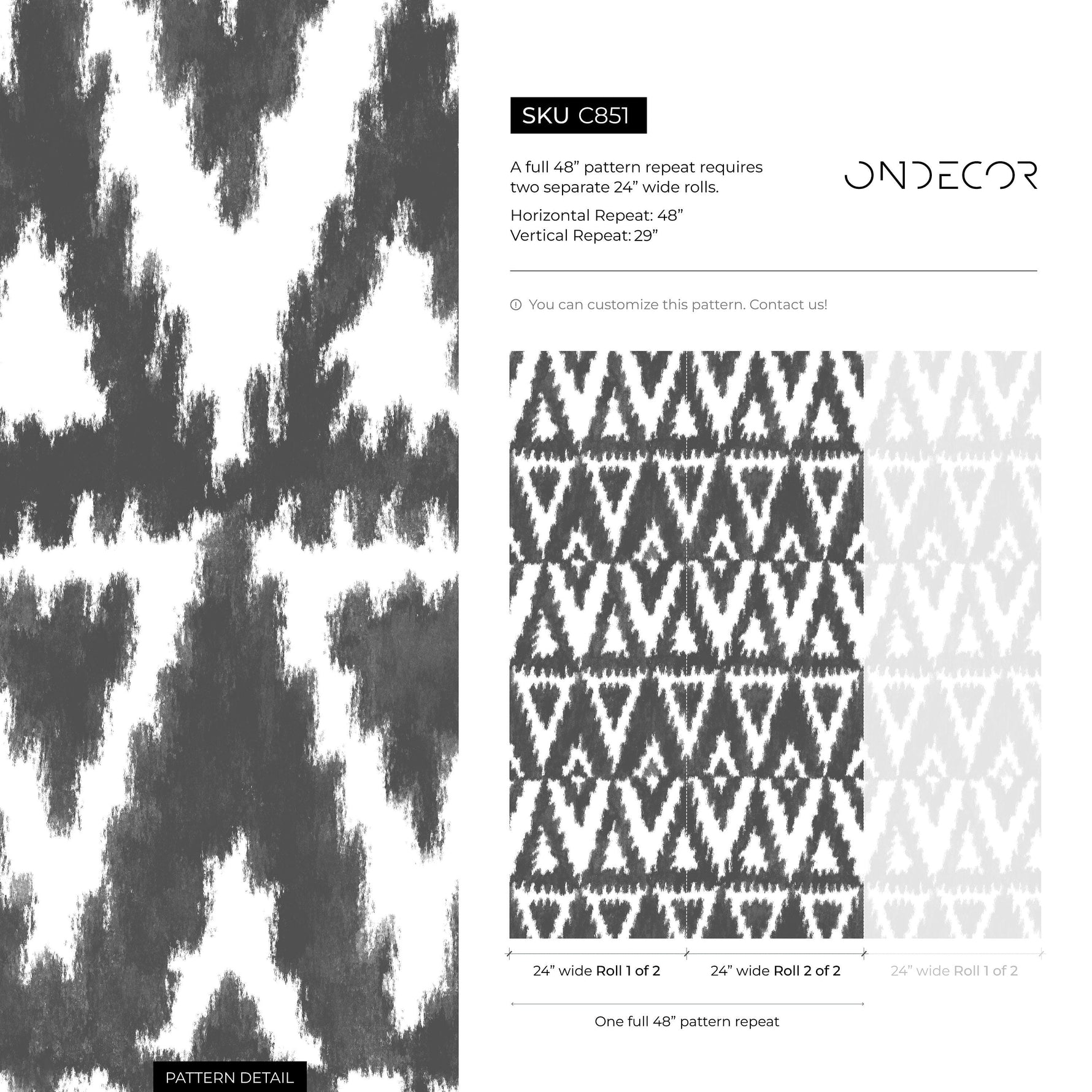 Black Abstract Tribal Wallpaper / Peel and Stick Wallpaper Removable Wallpaper Home Decor Wall Art Wall Decor Room Decor - C851