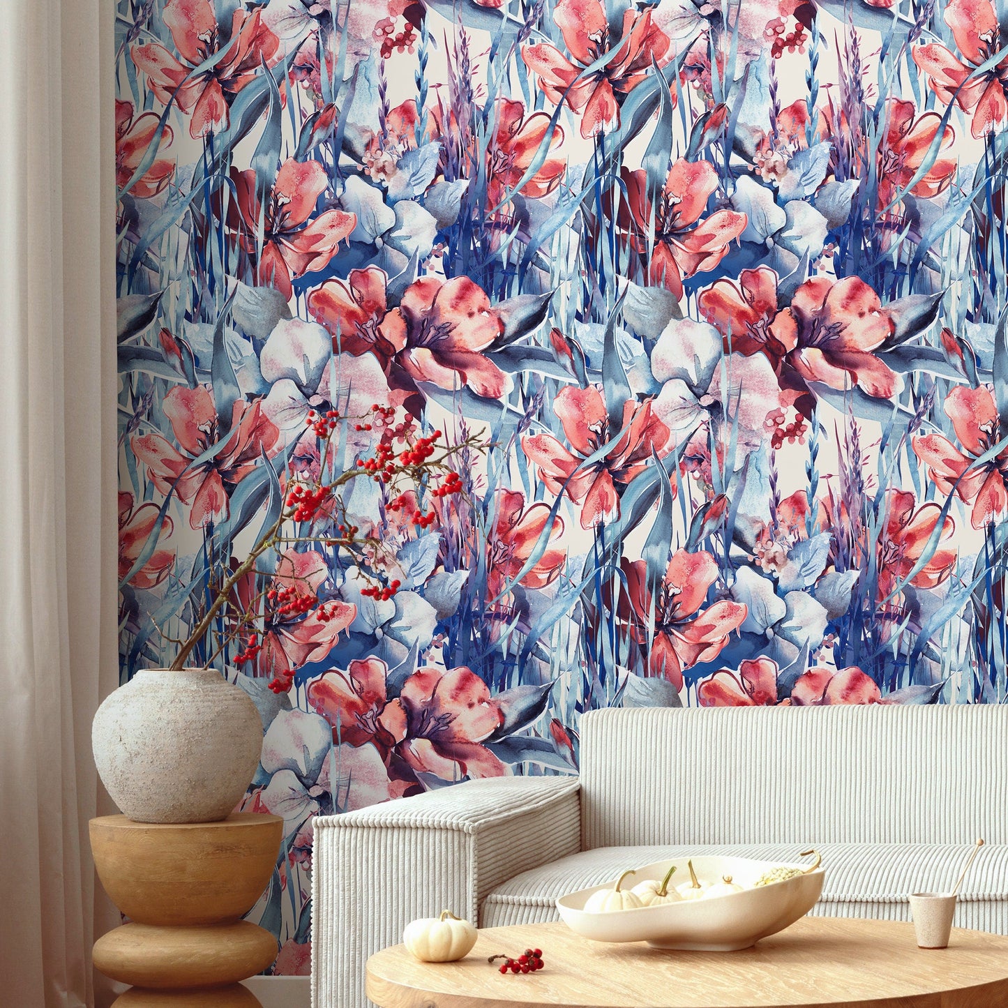 Flower Wallpaper - Removable Wallpaper Peel and Stick Wallpaper Wall Paper Wall Mural - B160