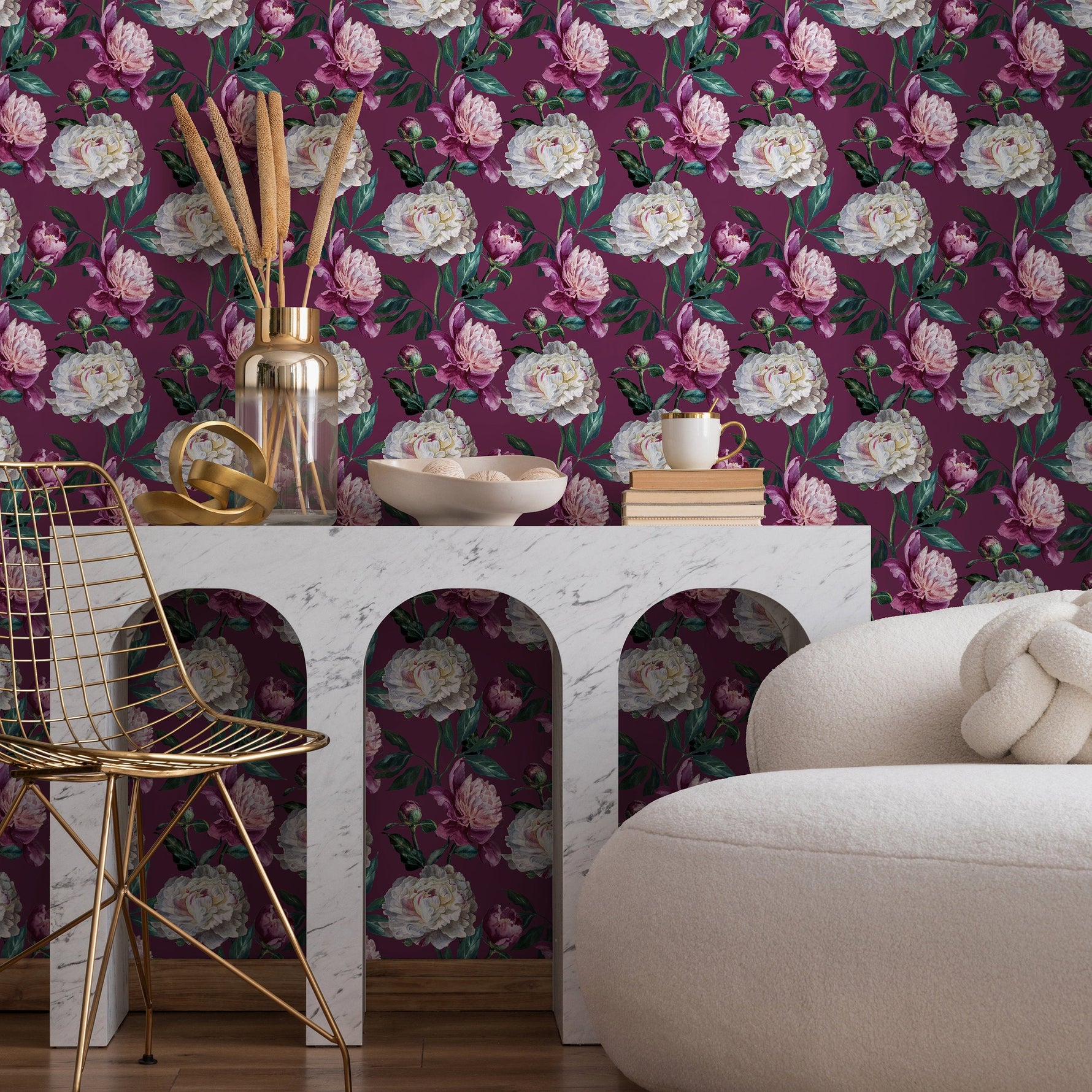 Flat Colorful Leaves Wallpaper - Removable Wallpaper Peel and Stick Wallpaper Wall Paper Wall Mural - B183