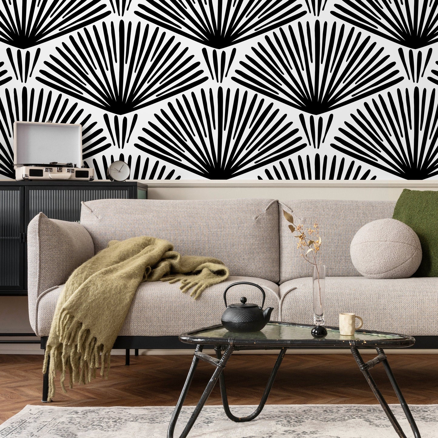 Wallpaper Peel and Stick Wallpaper Removable Wallpaper Home Decor Wall Art Wall Decor Room Decor / Black and White Art Deco Wallpaper - B240