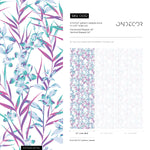 Purple Botanical Floral Wallpaper / Peel and Stick Wallpaper Removable Wallpaper Home Decor Wall Art Wall Decor Room Decor - D032