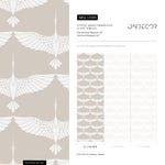 Mid Century Cranes Wallpaper Art Deco Swans Cream Wallpaper / Peel and Stick Wallpaper Removable Wallpaper Home Decor Wall Art - CC-D085