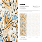 Cute Scandinavian Floral Wallpaper / Peel and Stick Wallpaper Removable Wallpaper Home Decor Wall Art Wall Decor Room Decor - D397