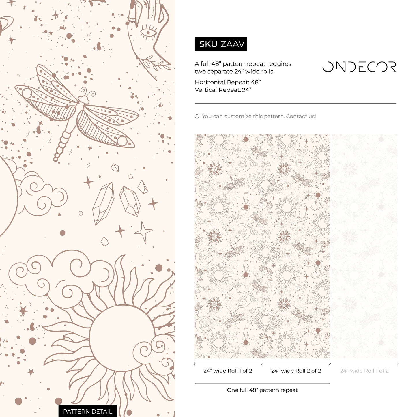 Mystique and Celestial Wallpaper Removable Peel and Stick Wallpaper, Peel and Stick Wallpaper Moon and Butterfly - ZAAV