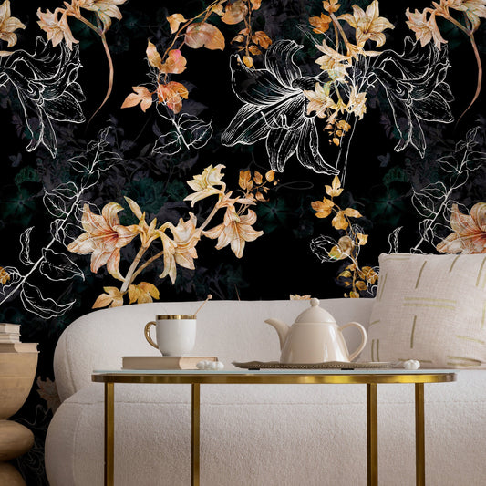 Flower Wallpaper - Removable Wallpaper Peel and Stick Wallpaper Wall Paper Wall Mural - B272