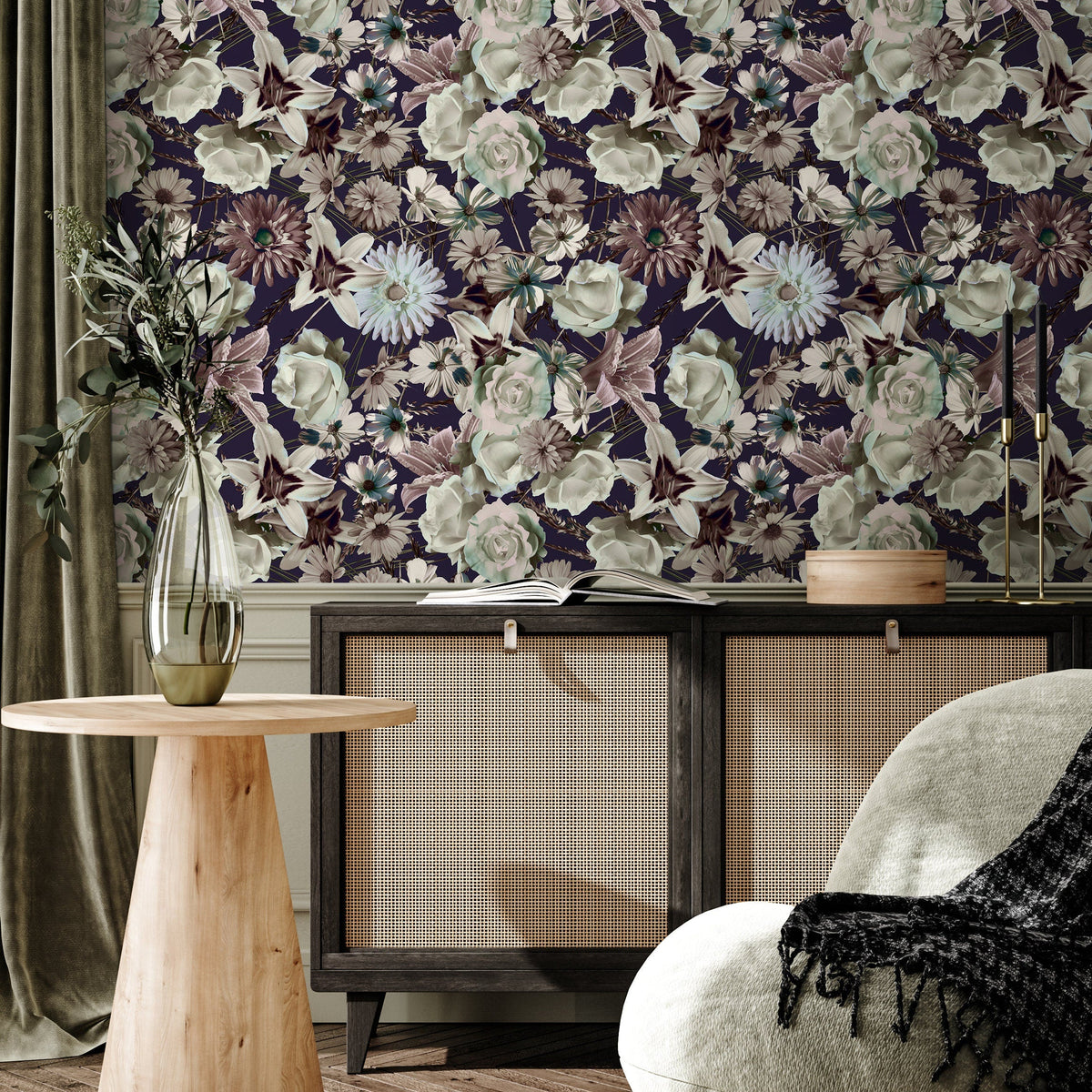 Removable Wallpaper Peel and Stick Wallpaper Wall Paper Wall Mural - Bohemian Floral Wallpaper - B558