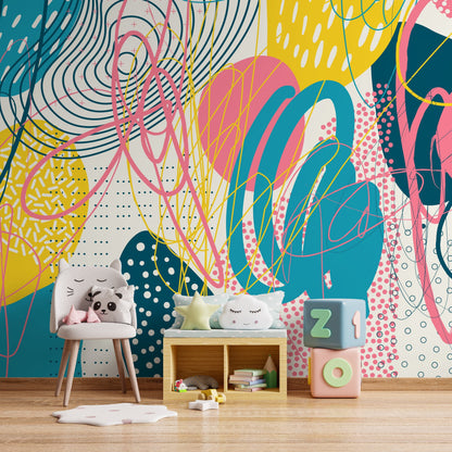 Colorful Mural Abstract Wallpaper Contemporary Art Wallpaper Peel and Stick and Traditional Wallpaper - D994