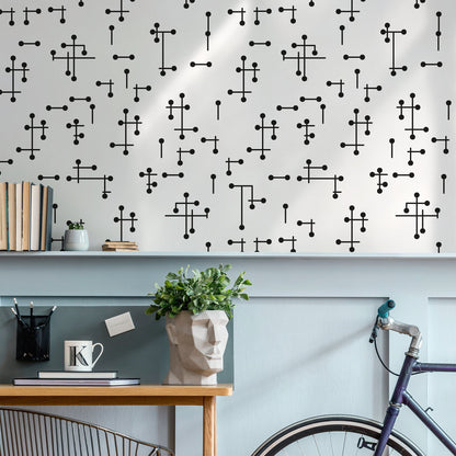 Removable Wallpaper Peel and Stick Wallpaper Wall Paper Wall Mural - Black and White Minimal Wallpaper - B969