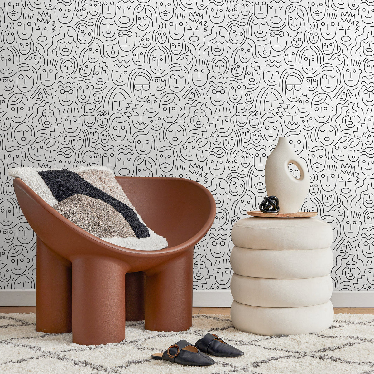 Faces Wallpaper - Removable Wallpaper Peel and Stick Wallpaper Wall Paper Wall Mural - B280
