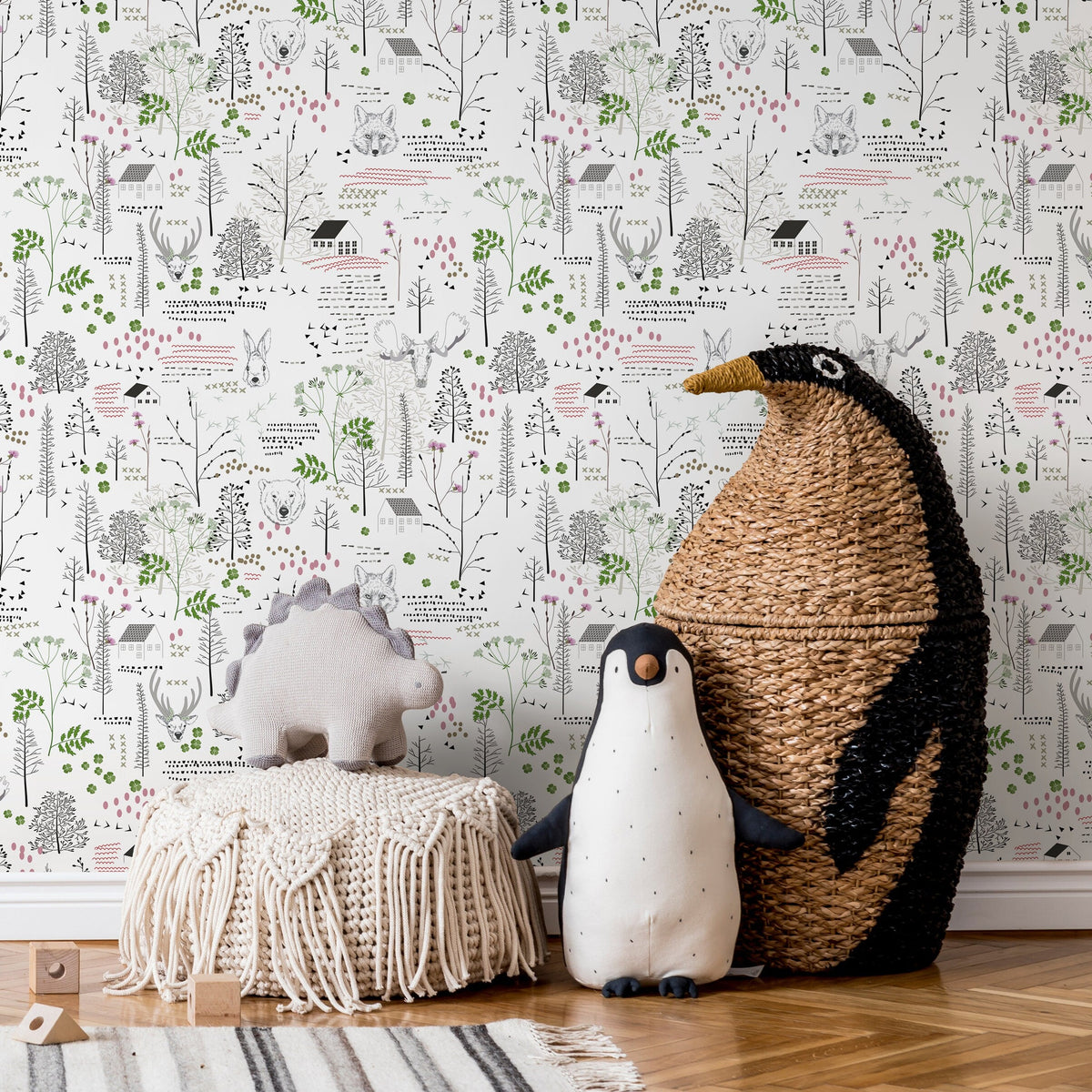 Removable Wallpaper Peel and Stick Wallpaper Wall Paper - Outline Woods Wallpaper - B290