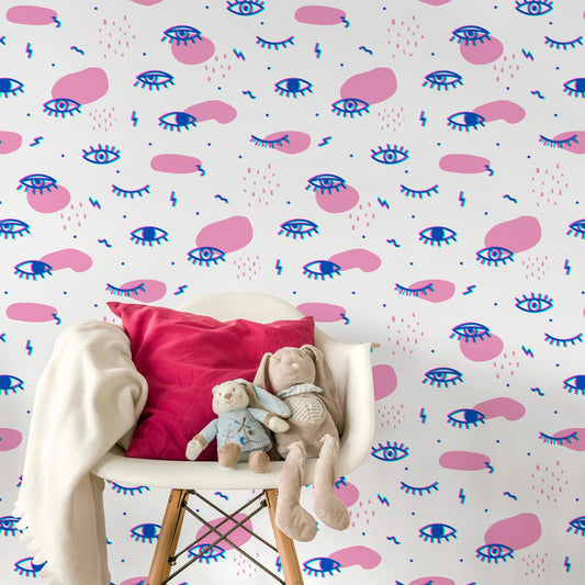 Wallpaper Peel and Stick Wallpaper Removable Wallpaper Home Decor Wall Art Wall Decor Room Decor / Contemporary Fun Eyes Wallpaper - B363