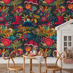 Wallpaper Peel and Stick Wallpaper Removable Wallpaper Home Decor Wall Art Wall Decor Room Decor/ Colorful Floral and Leaves Wallpaper -B399