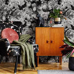 Wallpaper Peel and Stick Wallpaper Removable Wallpaper Home Decor Wall Art Wall Decor Room Decor / Black Vintage Floral Wallpaper - B045