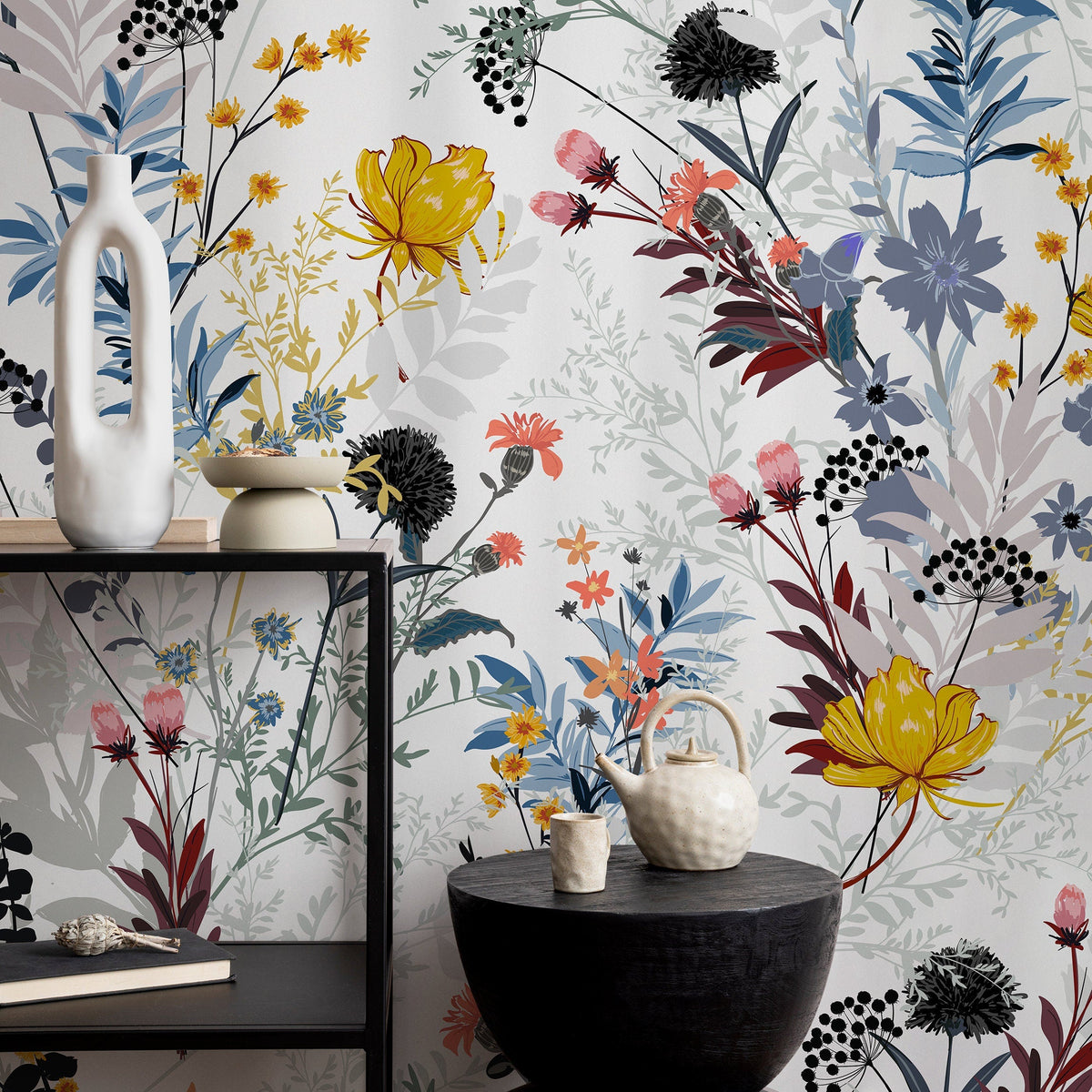 Wallpaper Peel and Stick Wallpaper Removable Wallpaper Home Decor Wall Art Wall Decor Room Decor / Boho Floral Wallpaper - B048