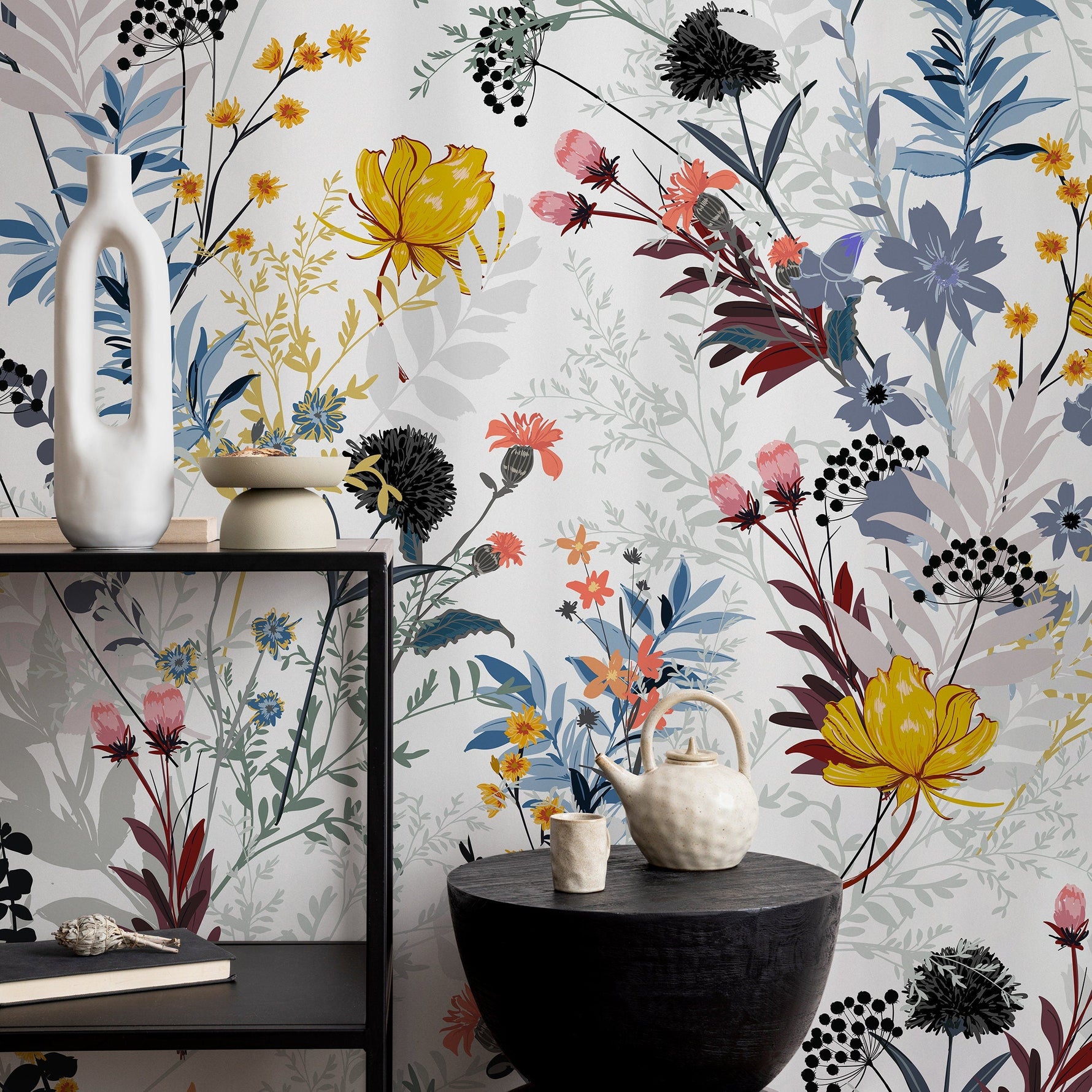 Wallpaper Peel and Stick Wallpaper Removable Wallpaper Home Decor Wall Art Wall Decor Room Decor / Boho Floral Wallpaper - B048