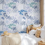 Wallpaper Peel and Stick Wallpaper Removable Wallpaper Home Decor Wall Art Wall Decor Room Decor / Blue Palms Banana Leaf Wallpaper - B089
