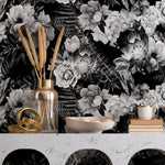 Wallpaper Peel and Stick Wallpaper Removable Wallpaper Home Decor Wall Art Wall Decor Room Decor / Dark Floral Wallpaper - B099