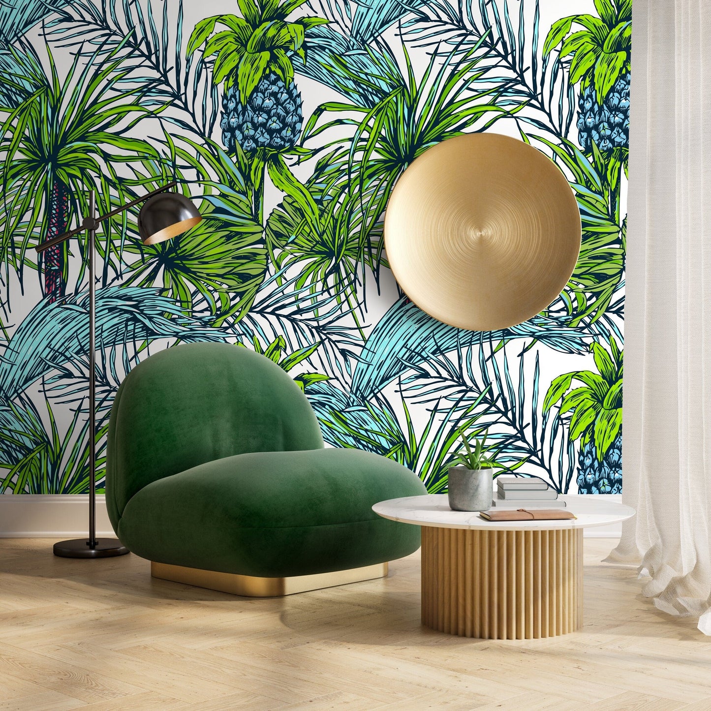 Wallpaper Peel and Stick Wallpaper Removable Wallpaper Home Decor Wall Art Wall Decor Room Decor / Tropical leaf Drawing Wallpaper - B113