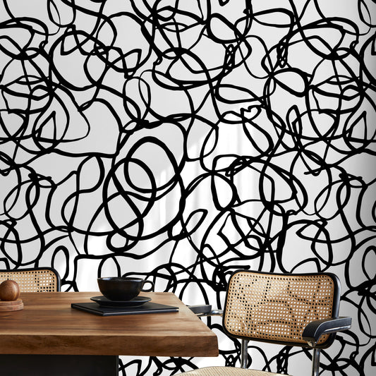Removable Wallpaper Peel and Stick Wallpaper Wall Paper Wall Mural - Black and White Wallpaper - X081