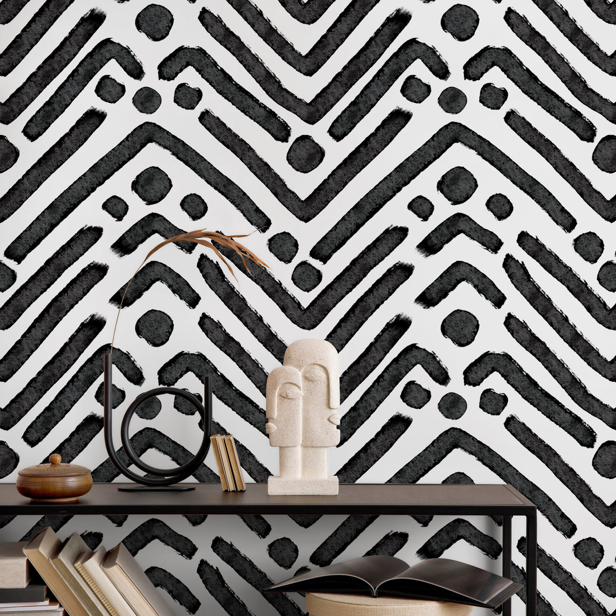 Removable Wallpaper Peel and Stick Wallpaper Wall Paper Wall Mural - Black and White Wallpaper - X104